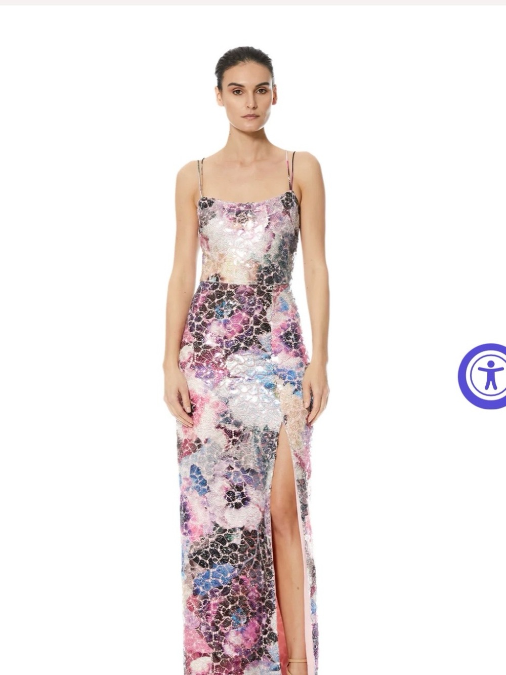 Theia Multicolored Floral Lace Maxi Skirt